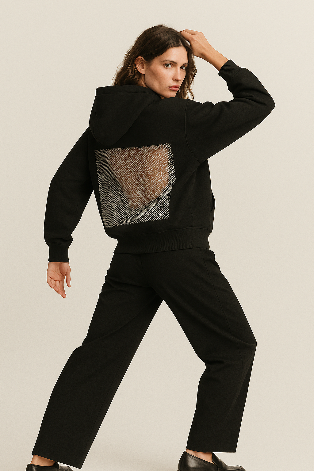 Kara Crystal-Mesh Hoodie