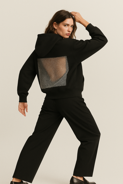 Kara Crystal-Mesh Hoodie